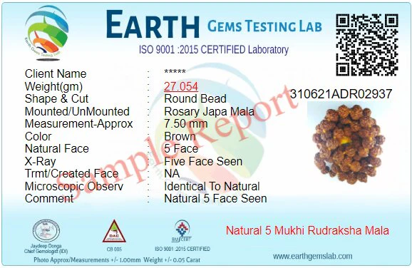 Rudraksha Mala Certificate